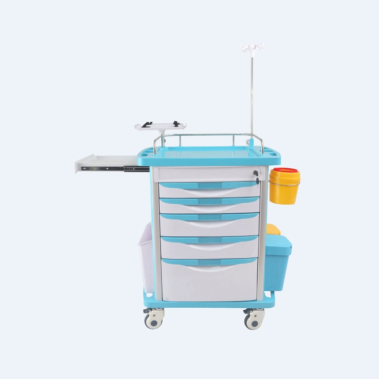 Hospital ABS with Shelves Drawer Anesthesia Nursing Trolley Medical Mobile Medicine Cart