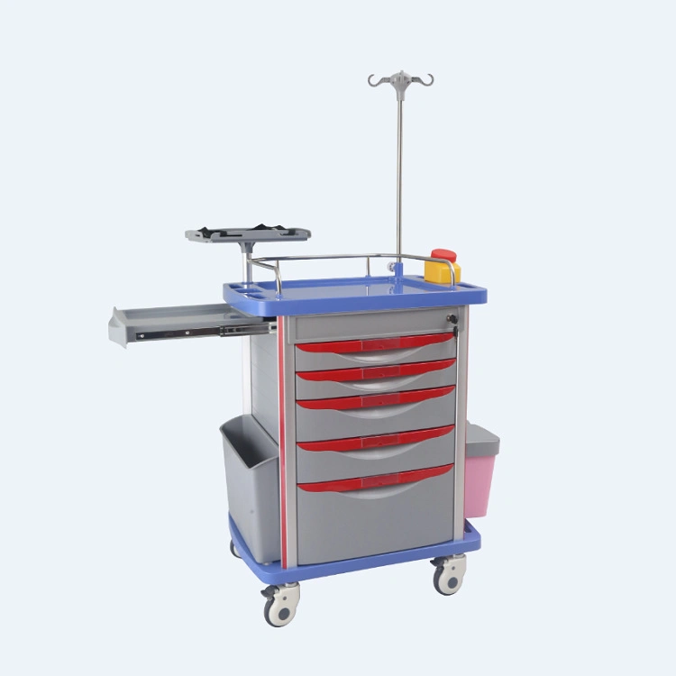 Hot Selling Hospital ABS with Drawers Medical Trolley Emergency Nursing Cart