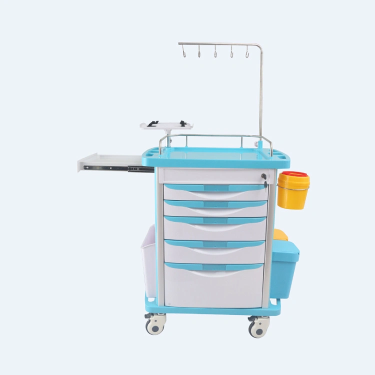 Hospital ABS with Shelves Drawer Anesthesia Nursing Trolley Medical Mobile Medicine Cart