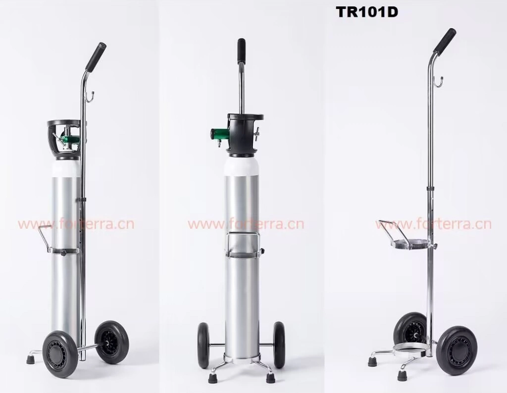 Factory Price 8L 10L 140mm Dia. Aluminum Medical Oxygen Bottle Cart Gas Cylinder Trolley for Hospital