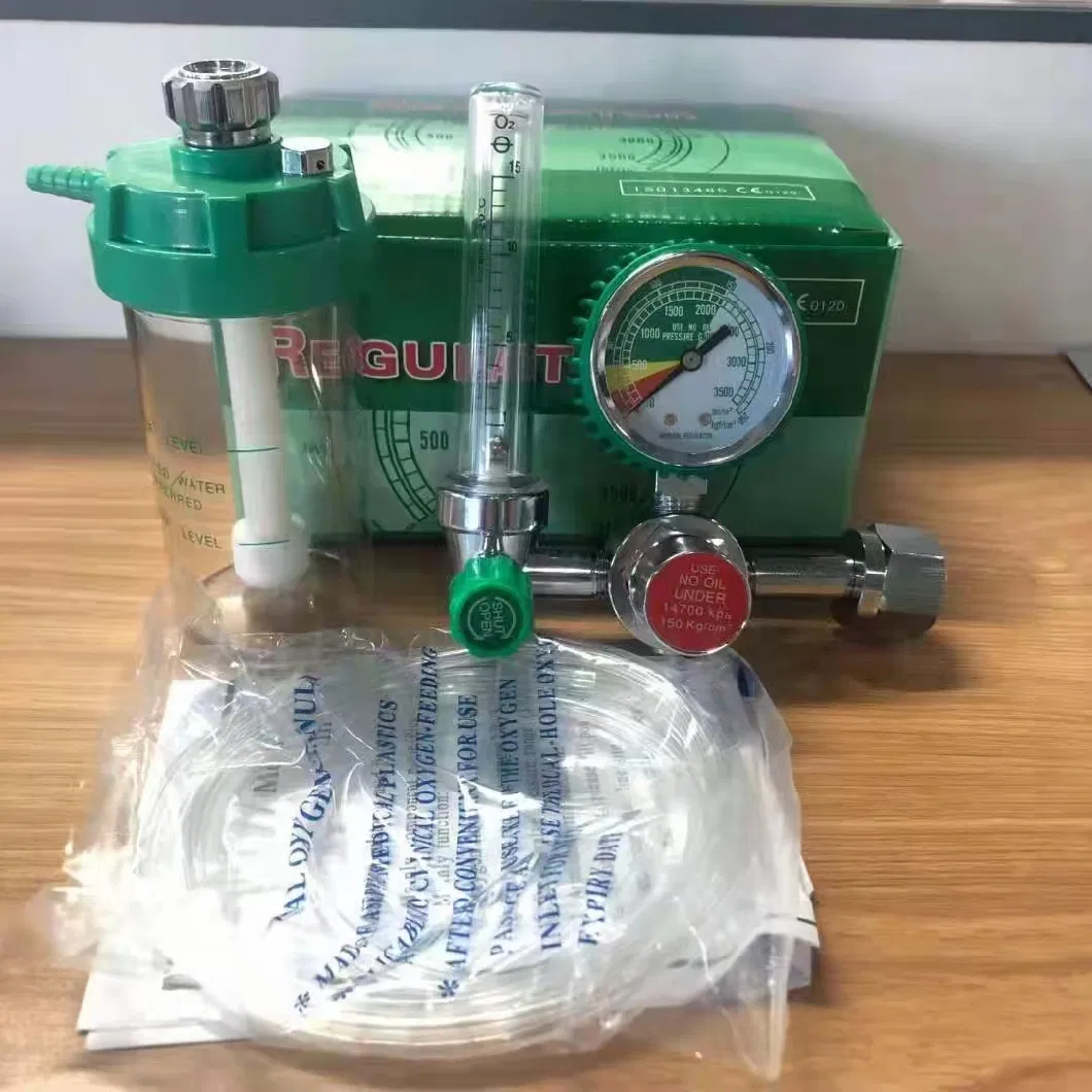 Oxygen Regulator and Flowmeter with Humidifier Bottle for Oxygen Cylinder Use