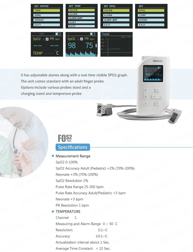 Meditech Handheld Pulse Oximeter with Thermometer,