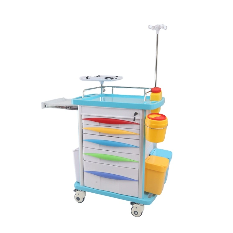 Hospital ABS with Shelves Drawer Anesthesia Nursing Trolley Medical Mobile Medicine Cart