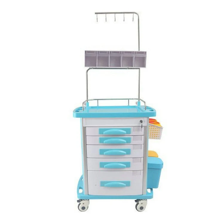 Mobile ABS Medical Medicine Emergency Trolley Plastic Hospital Anaesthesia Trolley