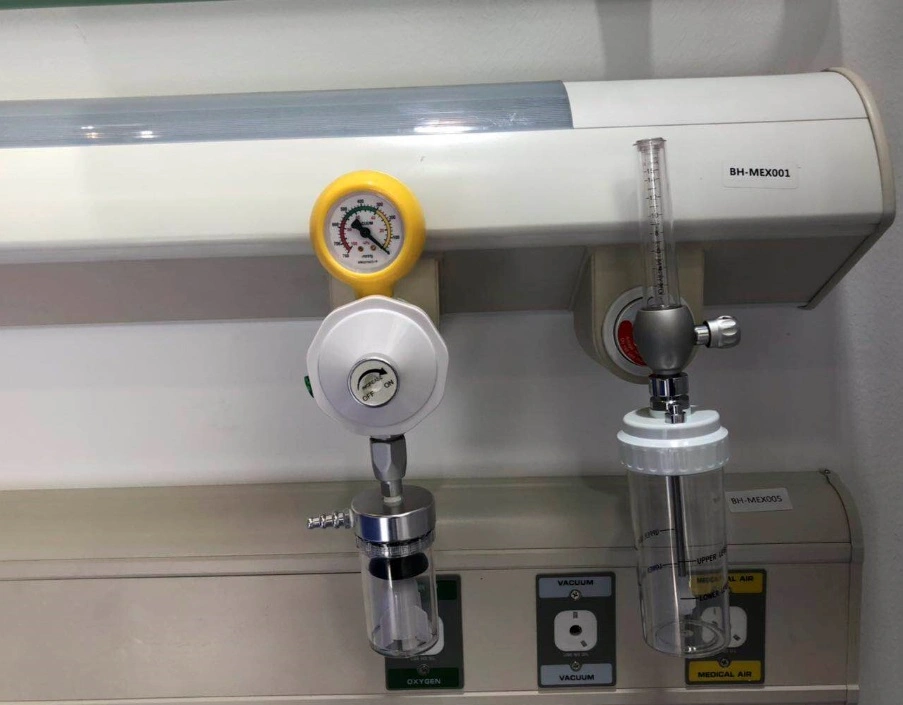 Single Oxygen Flowmeter with Humidifier Hospital Use Oxygen Gas Flow Meter