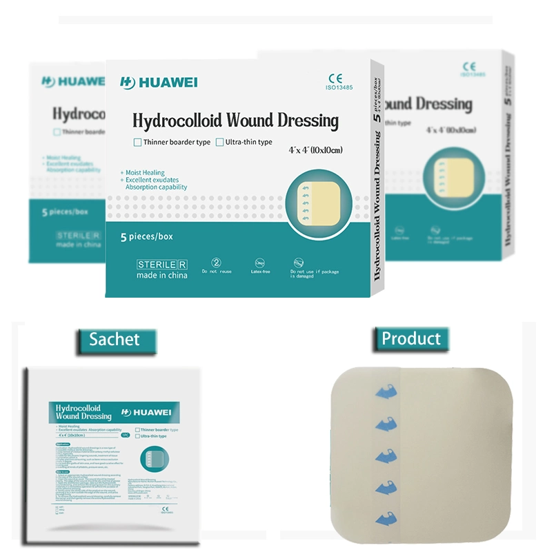 Huawei Wound Care Products Sterile Hydrocolloid Burn Dressing Large Size Adhesive Waterproof Hydrocolloid Wound Dressing