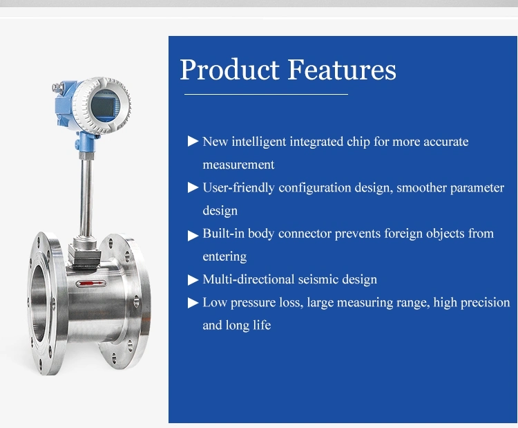 Air Hydrogen Gas Medical Oxygen LPG Vortex Flowmeter 4-20mA Dn150