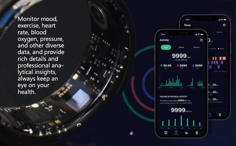 Intelligent Monitoring Health Situation APP Customized Accept Smart Ring Hrv Blood Oxygen Saturation Smart Health Rings