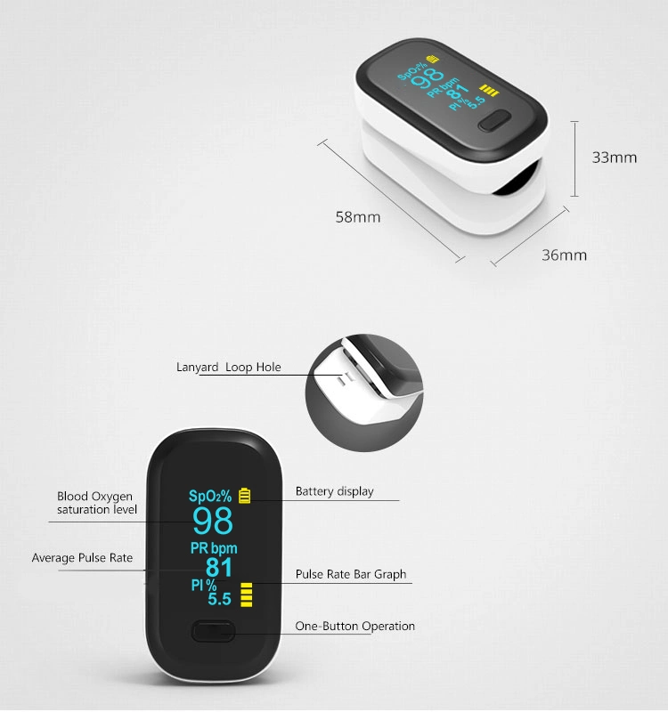 Digital Clip Oxymetre Finger Oxi Meter Fingertip Pulse Oximeter with Alarm