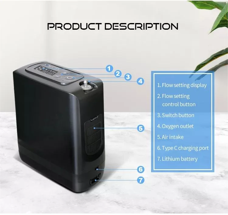 New Design Portable Battery Operated Traveling Use Pulse Model Portable Oxygen Concentrator