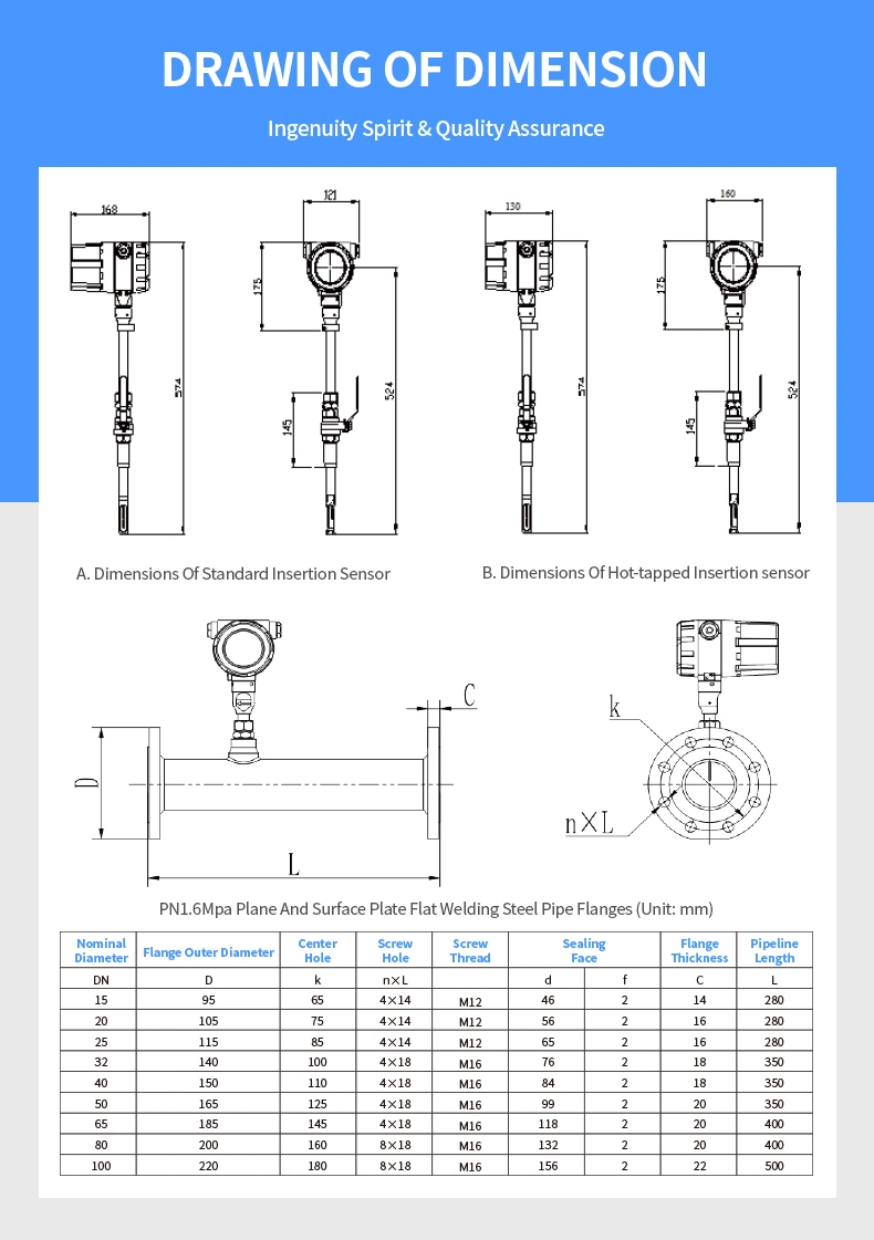 Medical Application DN80 Pipeline Thermal Mass Flow Meter for Nitrogen Gas