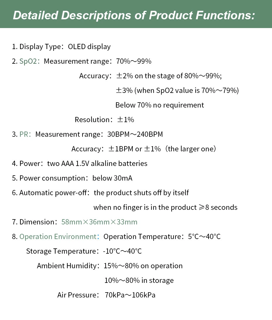 OLED Digital Factory Competitive Price Pulse Oxiygen Finger Monitor Rechargeable Oxygen Pulse Oxymetre Measurement Machine