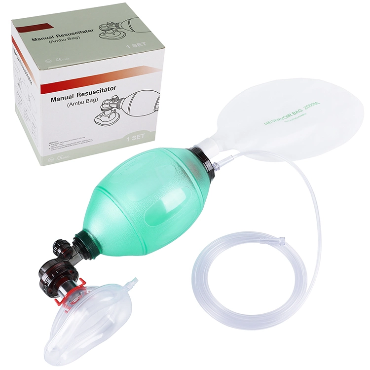 Medical Disposable and Latex Free PVC Manual Resuscitator First Aid Kits Oxygen Ambu Bag Emergency Anethesia Device