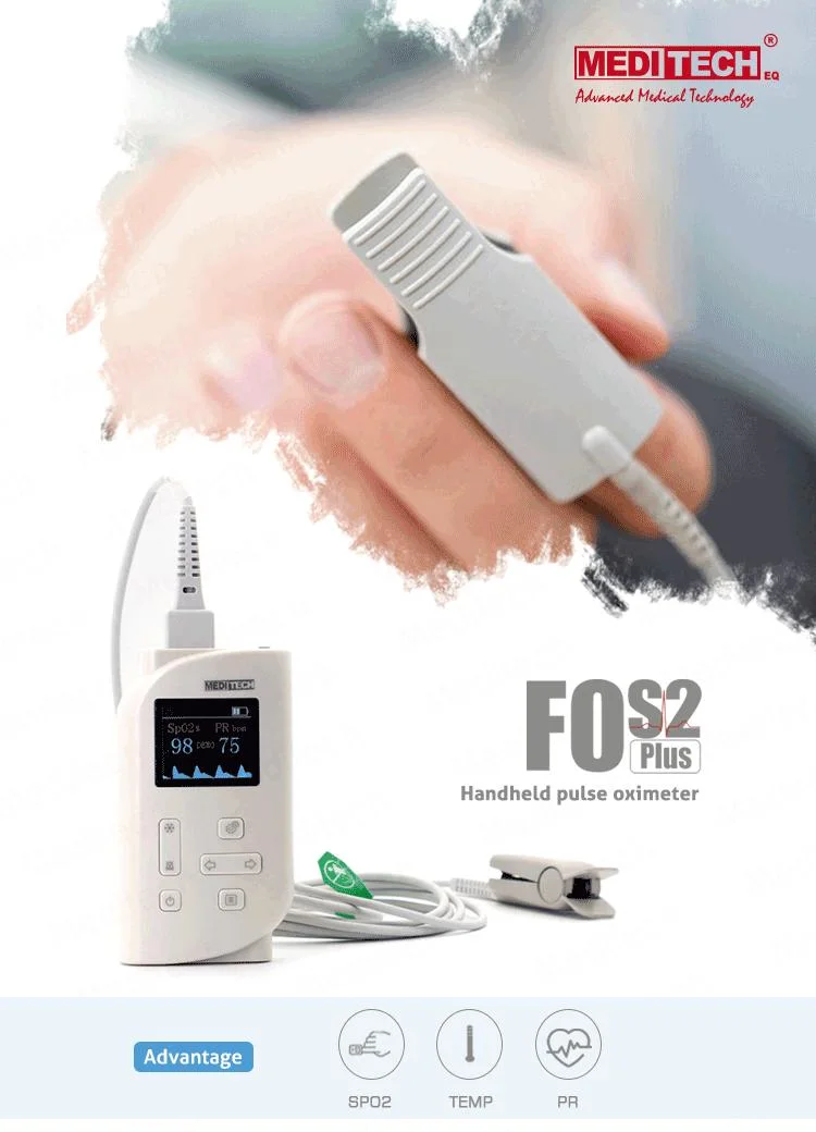 Handheld Pulse Oximeter SpO2 and Pulse Rate Measurement with Thermometer, Audible and Visible Alarm Capability