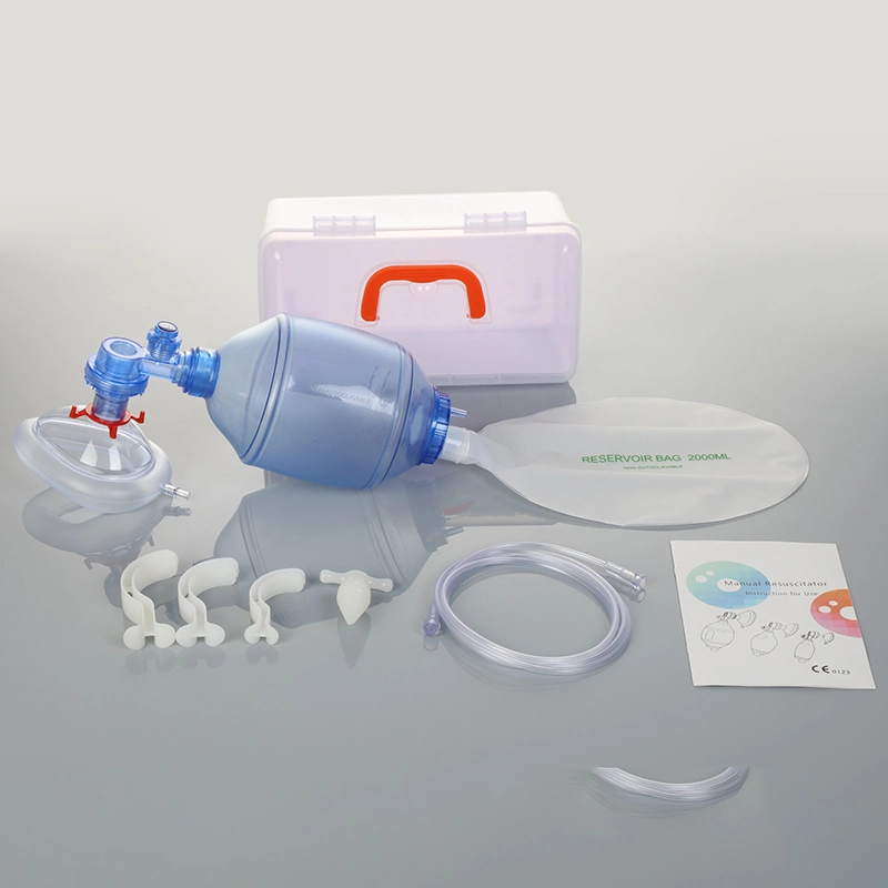 Medical Disposable and Latex Free PVC Manual Resuscitator First Aid Kits Oxygen Ambu Bag Emergency Anethesia Device