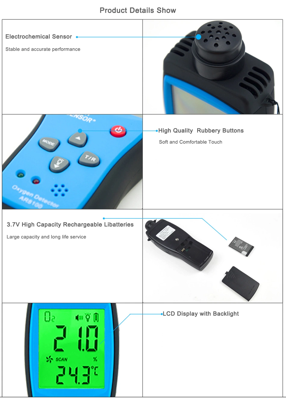 Ar8100 Measuring Room Oxygen Level Meter Dissolved Oxygen Flow Meter