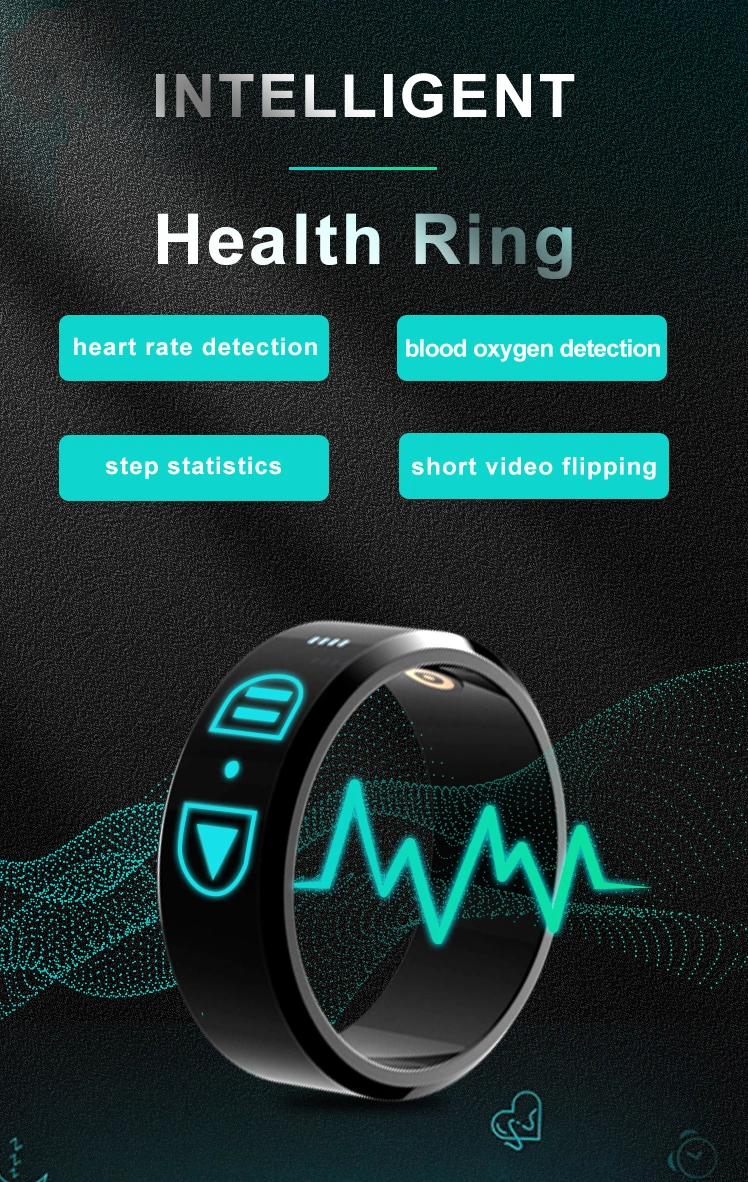 2022 New Waterproof Fitness Ring Heart Rate Blood Oxygen Saturation Levels Steps Tracker Smart Ring