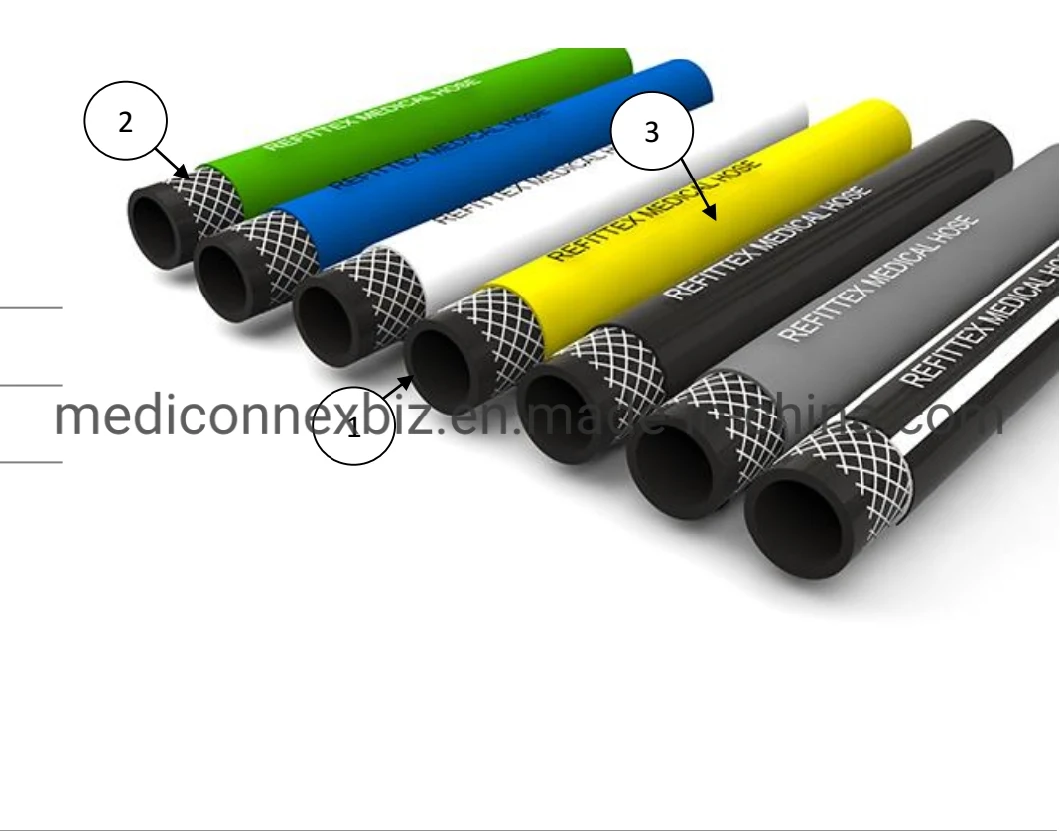 20 Bar Medical Hoses for Oxygen/Nitrogen Oxide/Air/Helium/Xeno/Carbon Dioxide/Nitrogen Oxide and Nitrogen Mixture