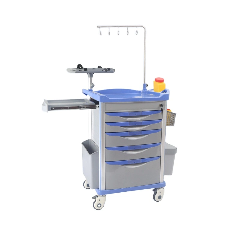 Hot Selling Hospital ABS with Drawers Medical Trolley Emergency Nursing Cart