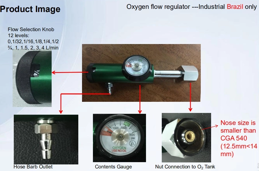 Click Style Oxygen Regulator Pin Index for Oxygen Tanks