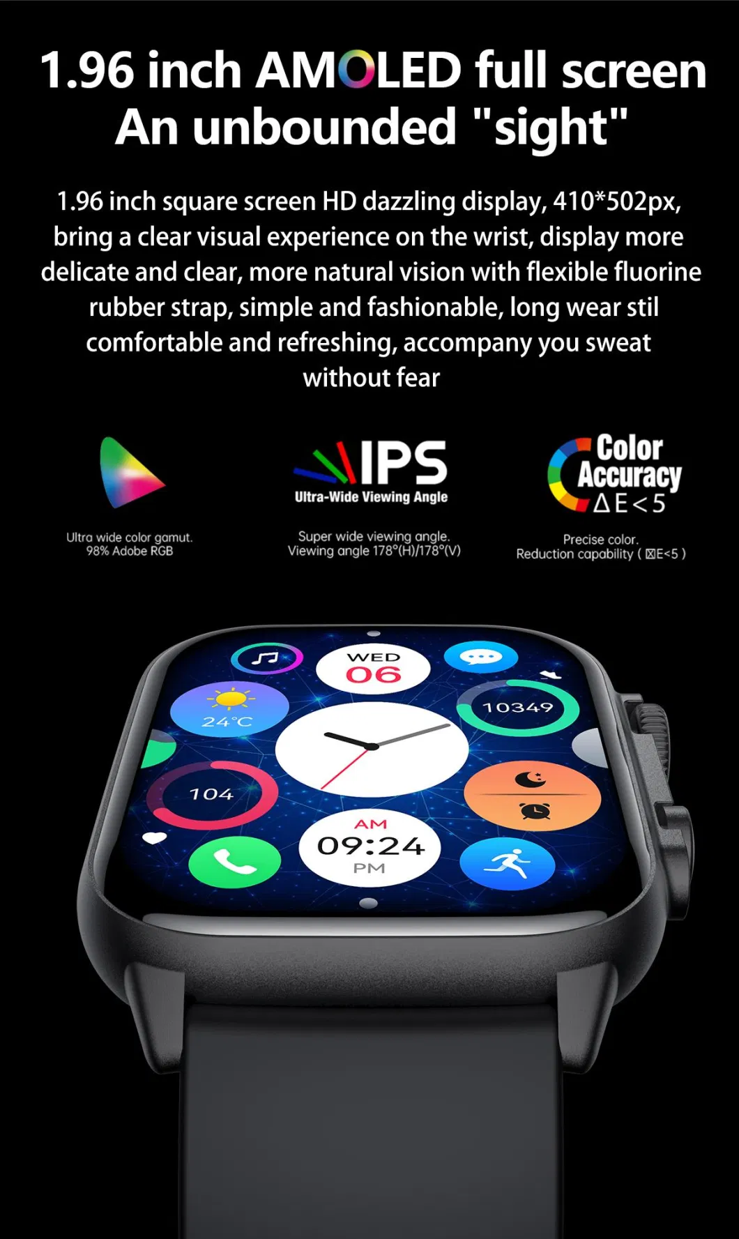 1.952inch Touch Screen Smartwatch HK95 Bt Calling Waterproof Blood Oxygen Fitness Sports Monitor Reloj Round Amoled