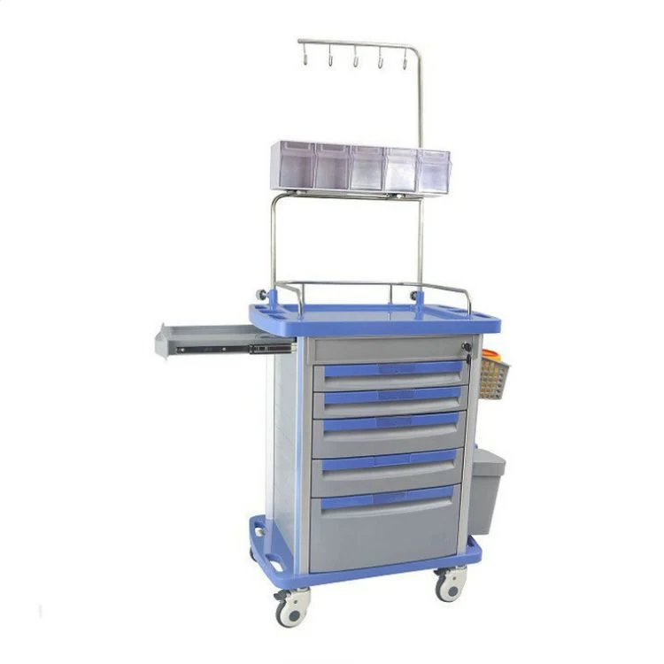 Hospital Medical Laundry ABS Crash Cart with Drawers Emergency Anasthesia Drug Trolleys