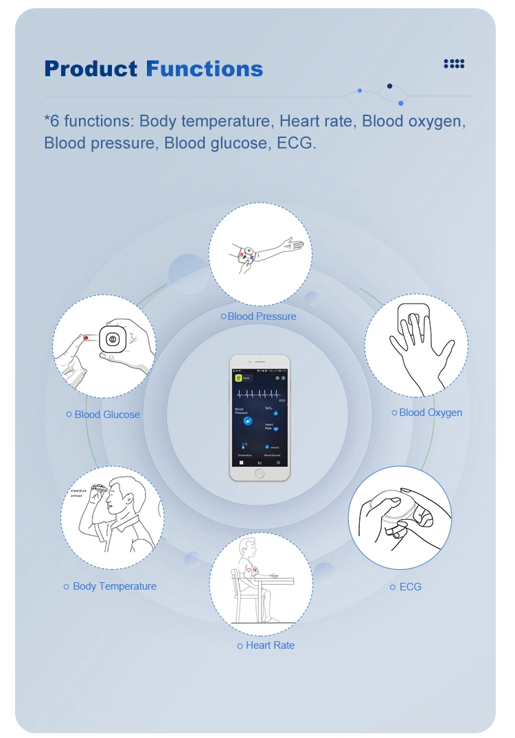 Household Blood Pressure Oxygen Thermometer Digital Glucometer ECG Heart Rate 6 in 1 Machine Health Monitor