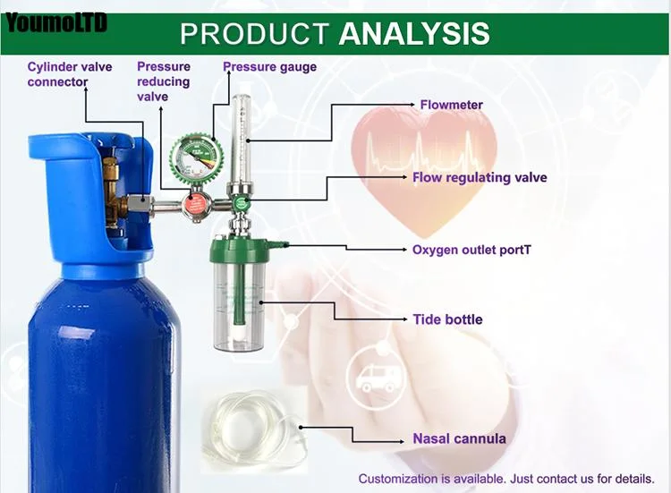 Strictly Tested Medical Oxygen Cylinder Pressure Regulator with Flow Meter