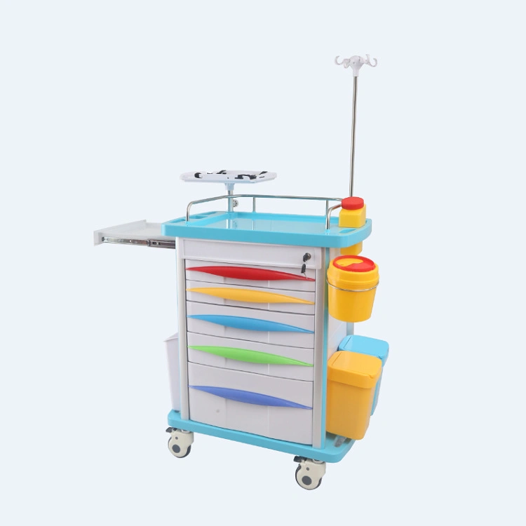 Hot Selling Hospital ABS with Drawers Medical Trolley Emergency Nursing Cart