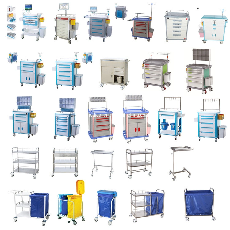 Hospital Equipment Stainless Steel Hand Carts Oxygen Cylinder Trolley with Handle