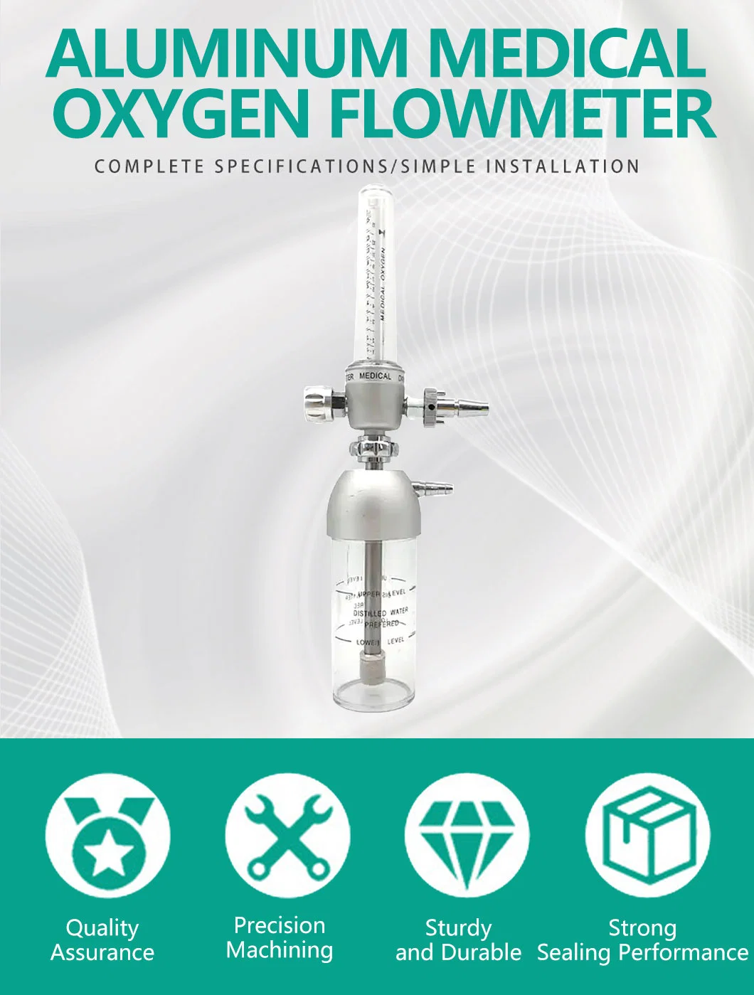 Oxygen Flowmeter with DIN Standard Wall Oxygen Outlet Hospital Medical Gas Outlet