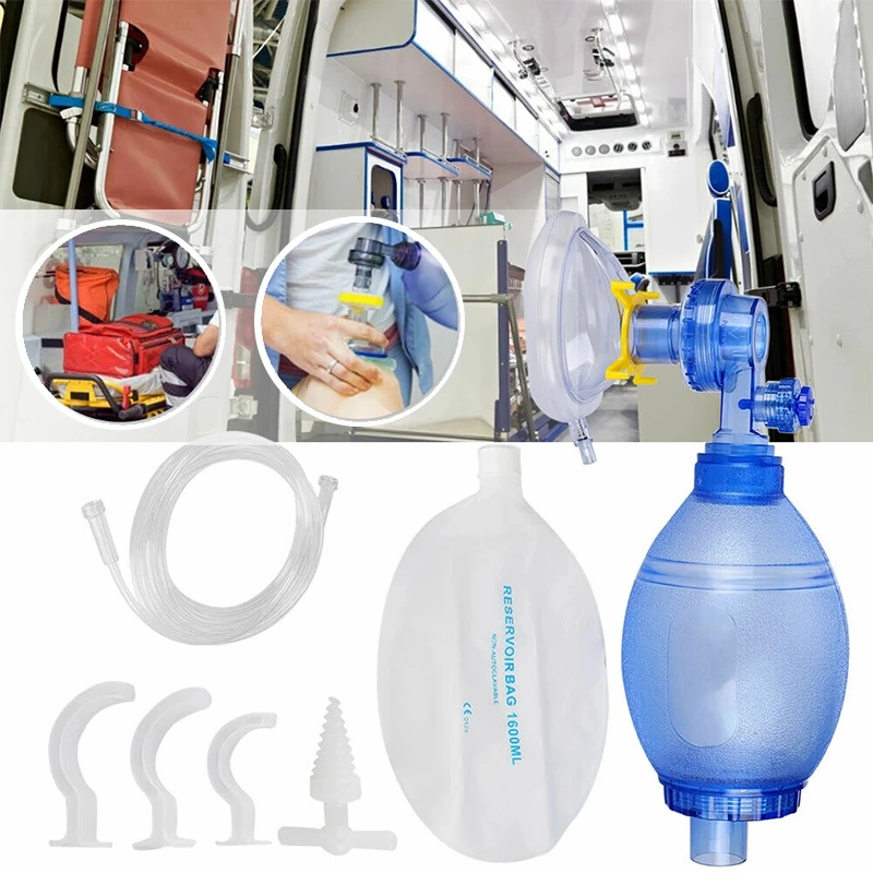 Medical Disposable and Latex Free PVC Manual Resuscitator First Aid Kits Oxygen Ambu Bag Emergency Anethesia Device