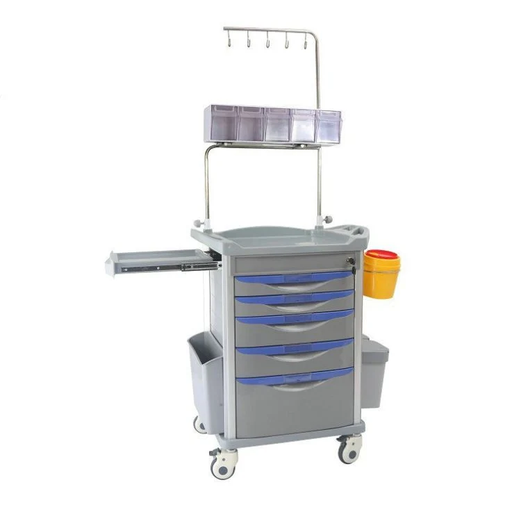 Hospital Medical Laundry ABS Crash Cart with Drawers Emergency Anasthesia Drug Trolleys