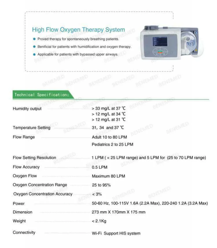 Respiratory High Flow Humidification Oxygen Meter Therapy System