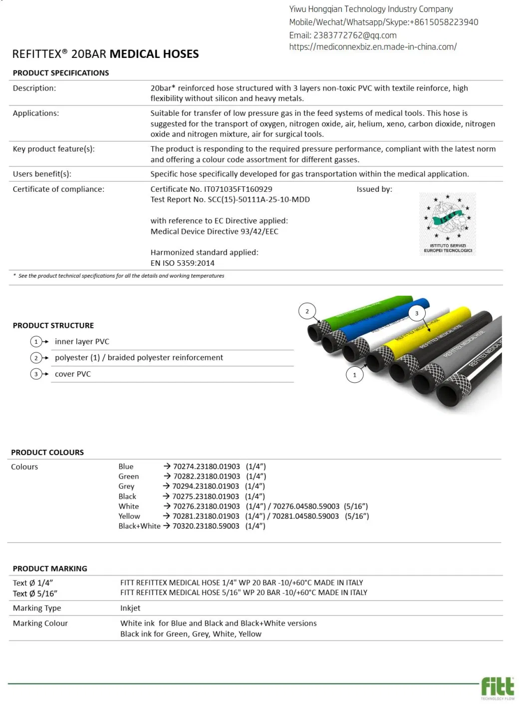 1/4&quot;, 5/16&quot;Medical Oxygen Hose Stocks for Sale