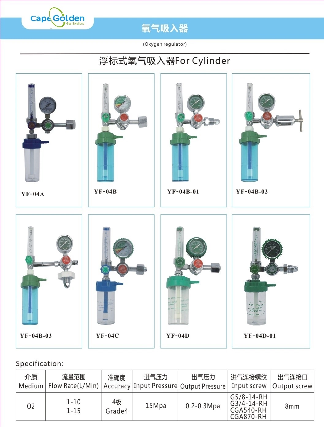 Mox Gas Oxigen Flow Meter Regulator for Connector Medical Oxygen Regulator