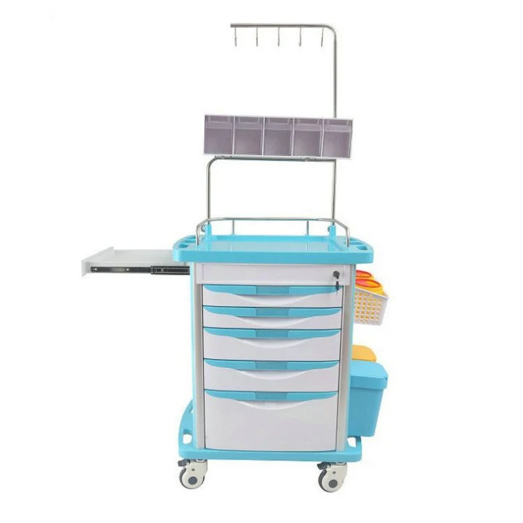 Hospital Medical Laundry ABS Crash Cart with Drawers Emergency Anasthesia Drug Trolleys