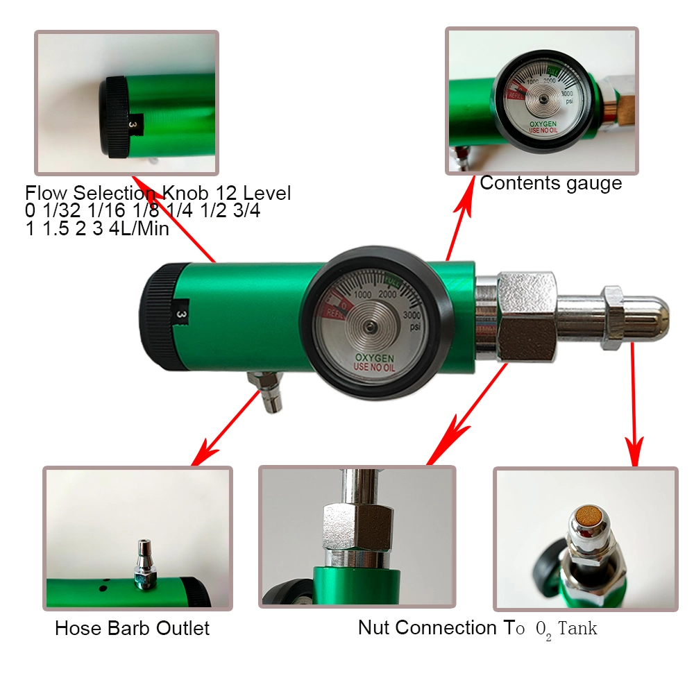 0-4lpm Pediatric Bullnose Oxygen Tank Regulator for Medical Ozone Generator