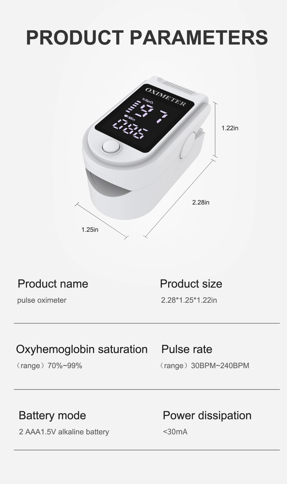 Electric Finger Blood Oxygen Monitor for Household Health Test