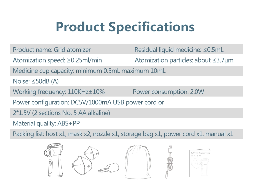 Handheld Electronic Rechargeable Inhalator Medical Ultrasonic Portable Mesh Nebulizer