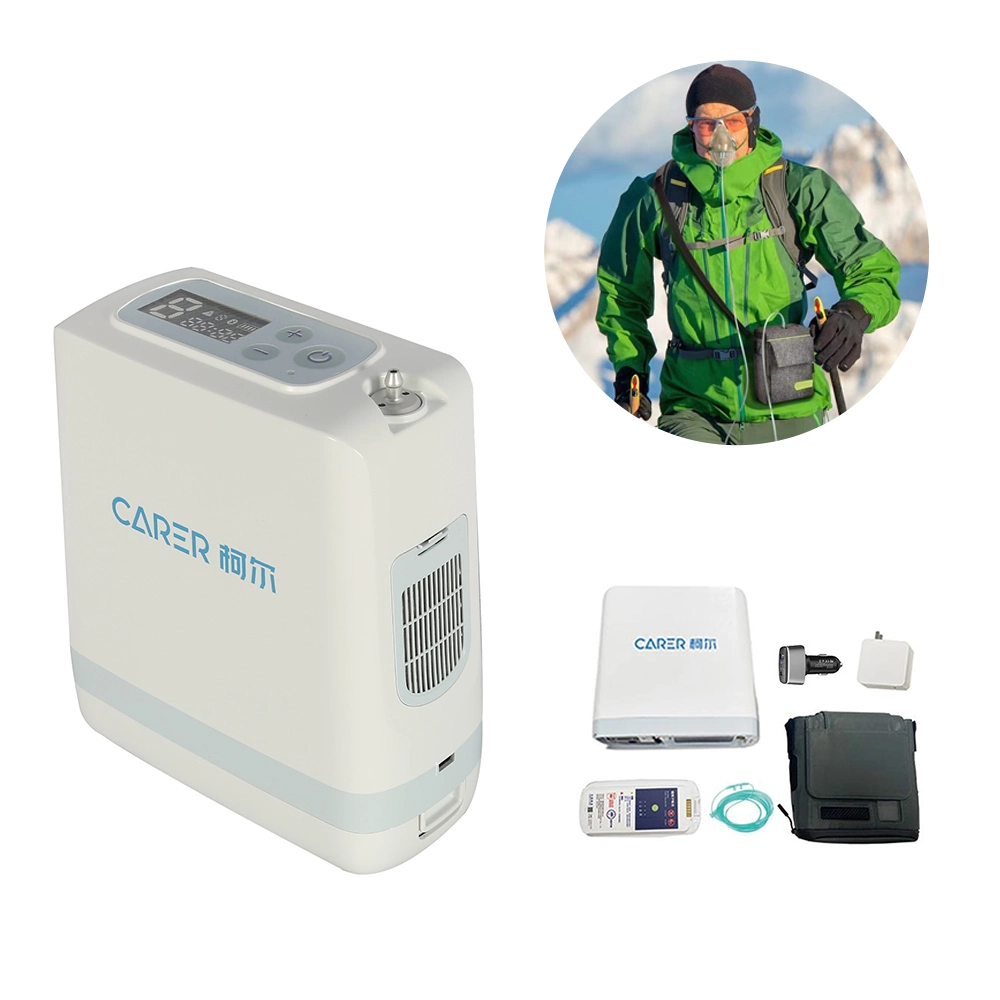 Carer Outdoor Use Large Flow 96% Mini Oxygen-Concentrator Generator with Battery Small Portable Pulse Oxygen Concentrator