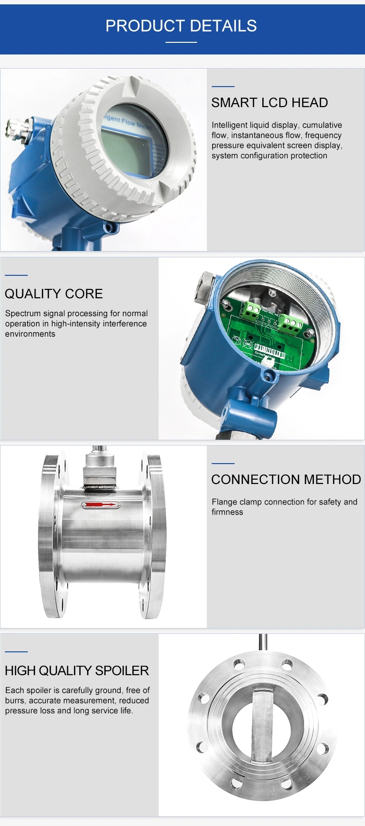 Air Hydrogen Gas Medical Oxygen LPG Vortex Flowmeter 4-20mA Dn150