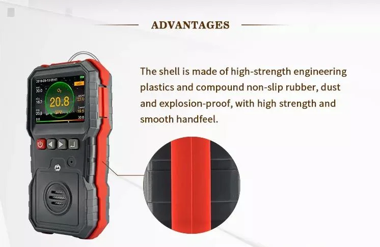 Wt8811 Color-Screen Display Compound 4 in 1 Gas Monitor for Combustible Gas Oxygen Hydrogen Sulfide Carbon Monoxide