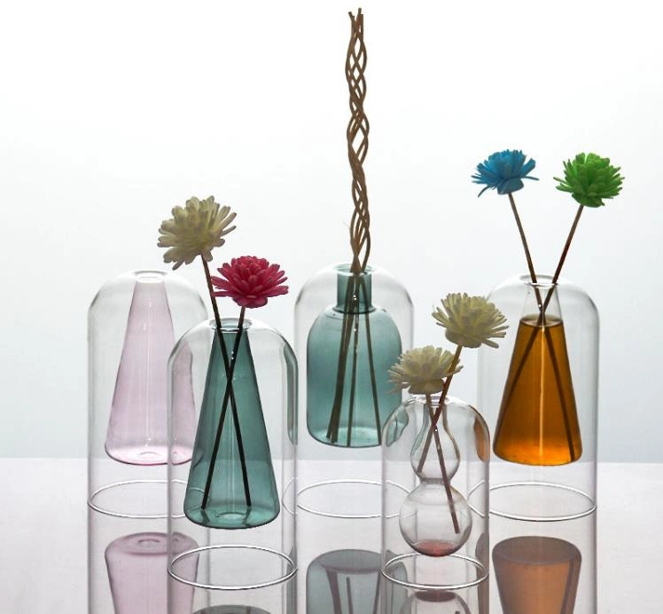 High Quality Colored Acrylic Flower Vases Small Glass Vases for Home Decoration Wedding Glass Gift Vases Candle Holder