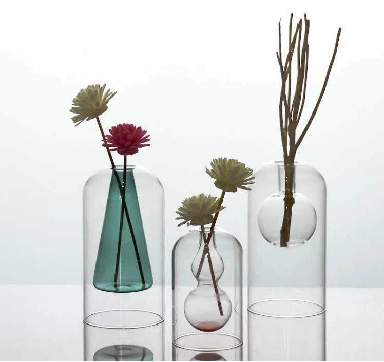 High Quality Colored Acrylic Flower Vases Small Glass Vases for Home Decoration Wedding Glass Gift Vases Candle Holder