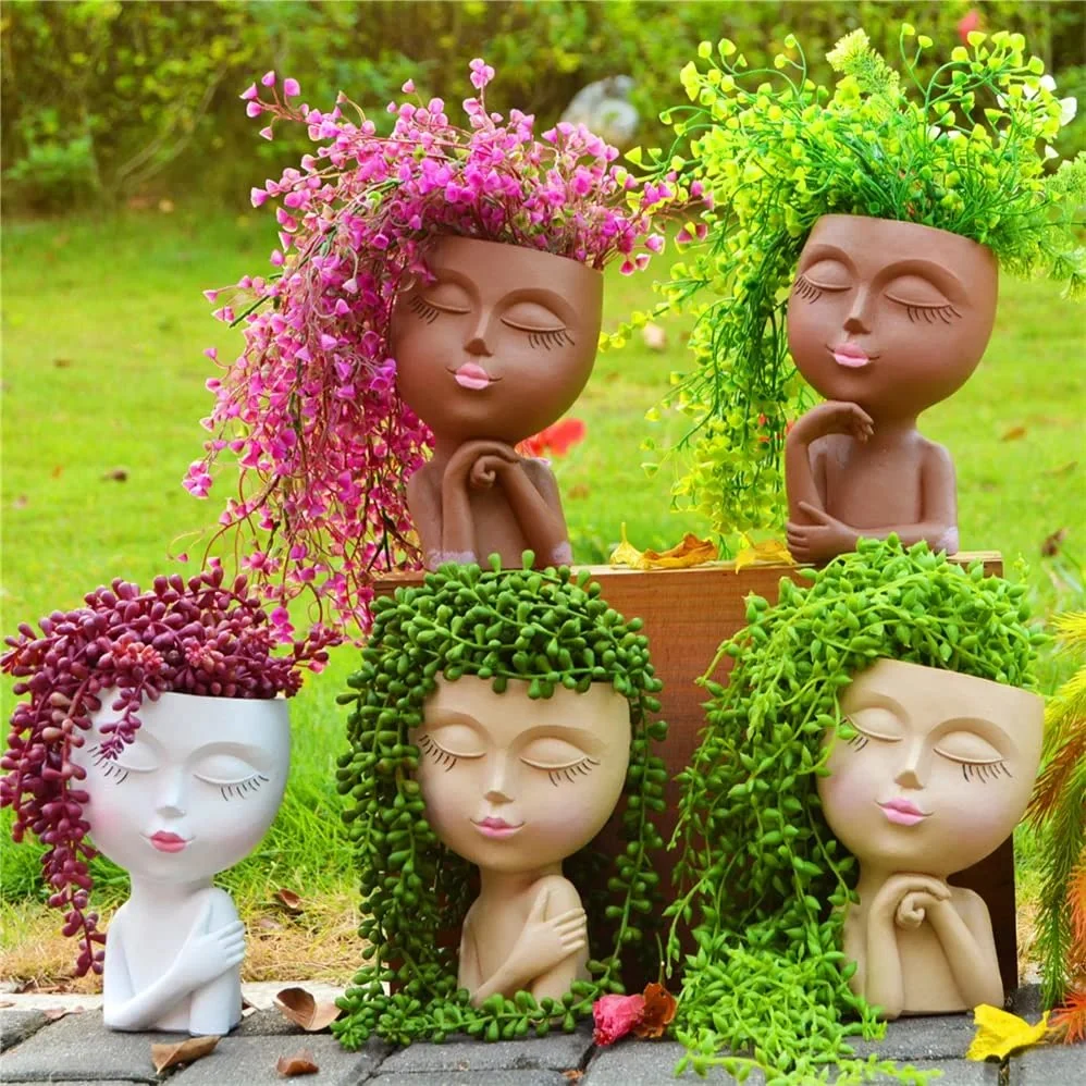 Cute Faces Plant Pot Art Resin Succulent Pots