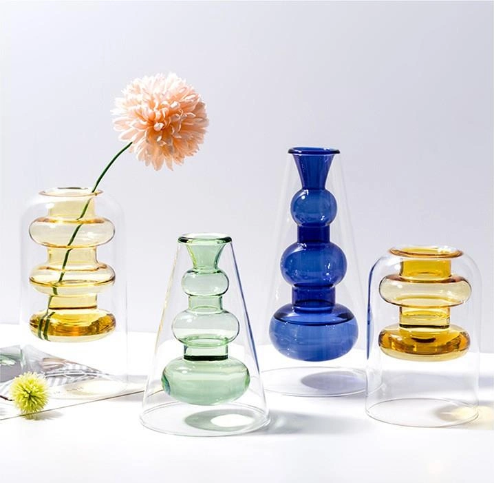 High Quality Colored Acrylic Flower Vases Small Glass Vases for Home Decoration Wedding Glass Gift Vases Candle Holder