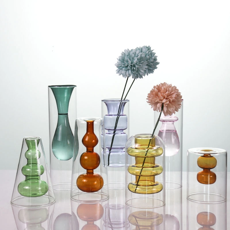 High Quality Colored Acrylic Flower Vases Small Glass Vases for Home Decoration Wedding Glass Gift Vases Candle Holder