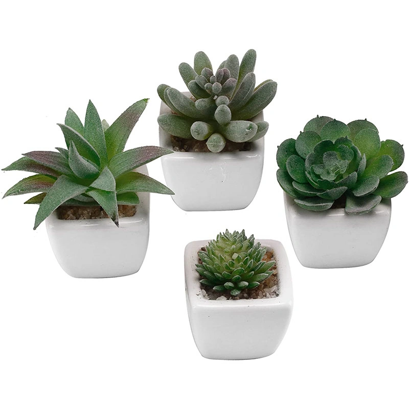 Succulents Plants Artificial, Set of 4 Mini Artificial Succulents Desk Plant Faux Succulents in Pots