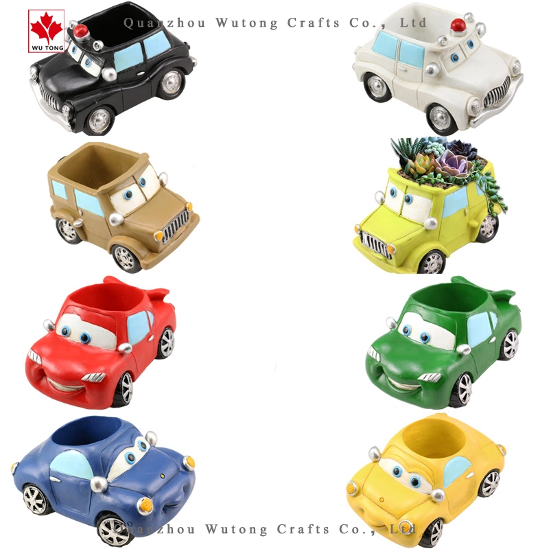 Resin Car Flower Pot Cartoon Car Tabletop Succulent Potted Plant